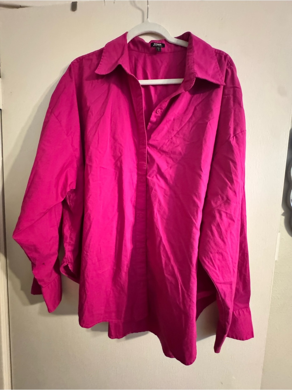 Express  Fuchsia Long Sleeve Button-Down Shirt